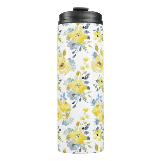 Bouteilles Isothermes Aquarelle Motif Floral Jaune (Devant)