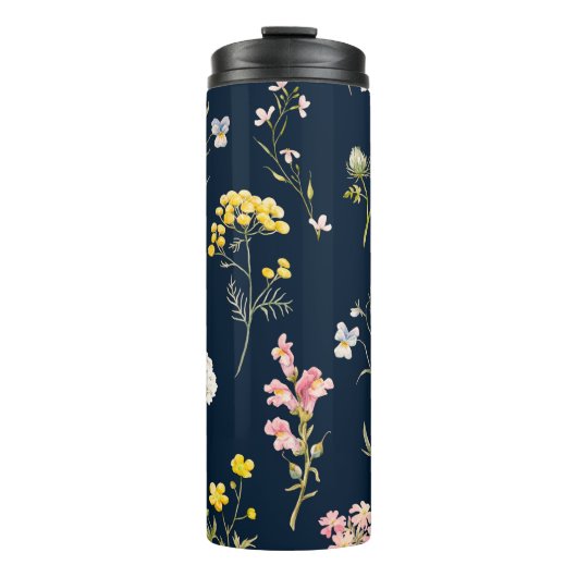 Bouteilles Isothermes Aquarelle motif floral, main fleur délicate dr (Devant)