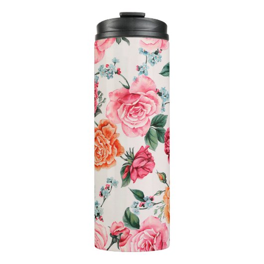 Bouteilles Isothermes aquarelle motif floral, vintage, fleur, (Devant)