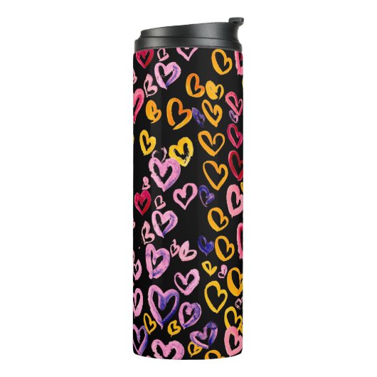 Bouteilles Isothermes Aquarelle motif transparent avec les coeurs. (Tourné sur la gauche)