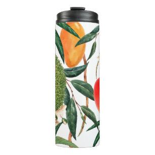 Bouteilles Isothermes Aquarelle motif tropical, fruit durian, mangue