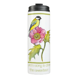 Bouteilles Isothermes Aquarelle Oiseau et fleurs