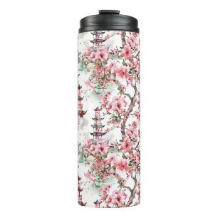 Bouteilles Isothermes Aquarelle Pagode chinoise - Fleurs de cerisiers (1