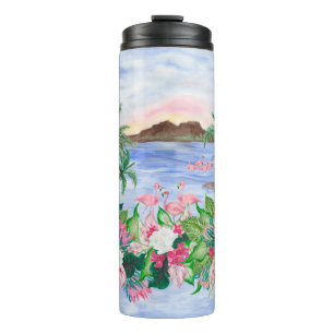 Bouteilles Isothermes Aquarelle peinture sans couture motif avec hawaïen