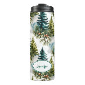 Bouteilles Isothermes Aquarelle Pine Motif Elégant hiver (Devant)