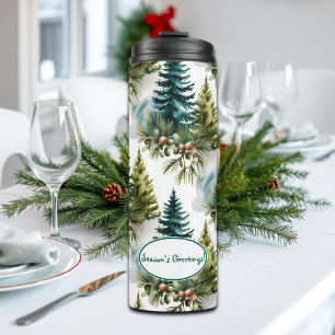 Bouteilles Isothermes Aquarelle Pine Motif Elégant hiver