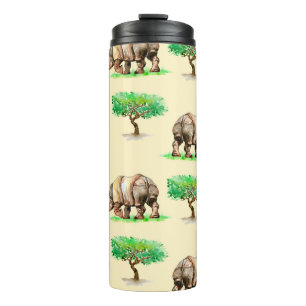 Bouteilles Isothermes Aquarelle Rhino : Motif peint à la main.