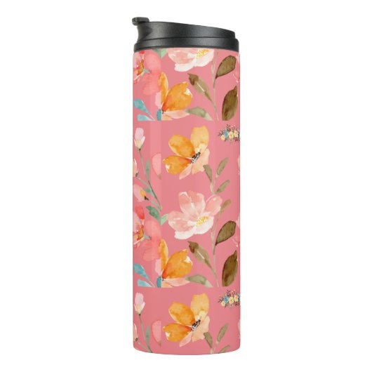 Bouteilles Isothermes Aquarelle rose monogramme (Tourné sur la droite)