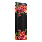Bouteilles Isothermes Aquarelle rose rouge moderne orange florale (Tourné sur la droite)