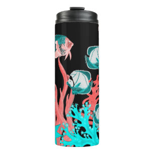 Bouteilles Isothermes Aquarelle sans couture motif avec poissons exotiqu