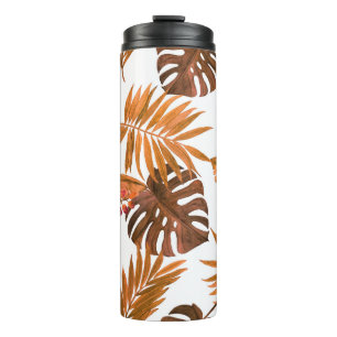 Bouteilles Isothermes Aquarelle transparente motif avec feuilles tropica