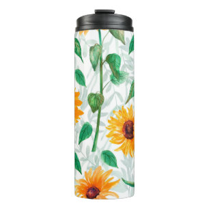 Bouteilles Isothermes Aquarelle transparente motif avec tournesol