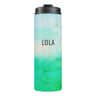 Bouteilles Isothermes Aquarelle Vagues Motif bleu vert MONOGRAM