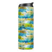 Bouteilles Isothermes Aquarelle vert abstrait, bleu (Tourné sur la gauche)