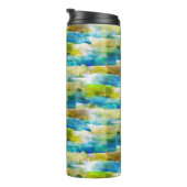 Bouteilles Isothermes Aquarelle vert abstrait, bleu (Tourné sur la droite)