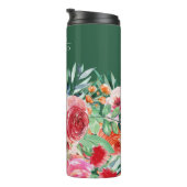 Bouteilles Isothermes Aquarelle verte Floral Custom Bridesmaid Nom (Tourné sur la droite)