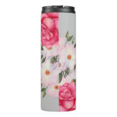Bouteilles Isothermes Aquarelle Vibrant rose blanc Roses gris moderne (Dos)
