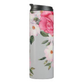 Bouteilles Isothermes Aquarelle Vibrant rose blanc Roses gris moderne (Tourné sur la droite)