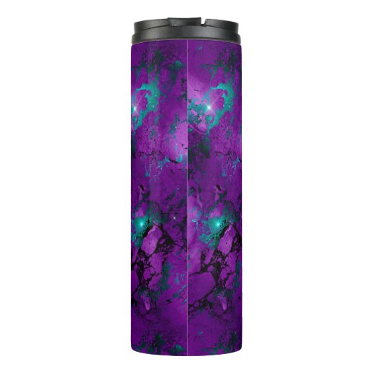 Bouteilles Isothermes Aquarelle violette et Turquoise galaxie en marbre (Dos)