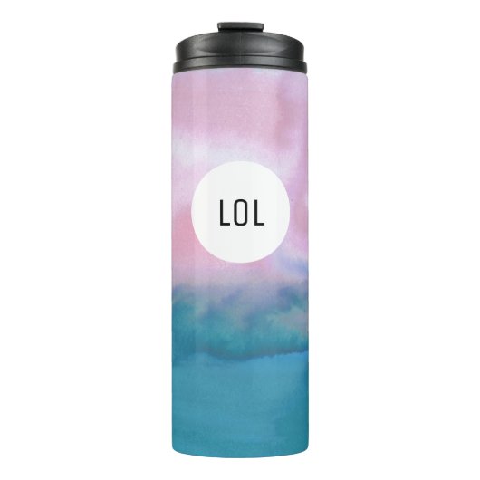 Bouteilles Isothermes Aquarelle Waves rose Turquoise Motif MONOGRAM (Devant)