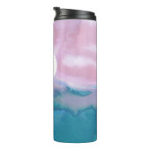 Bouteilles Isothermes Aquarelle Waves rose Turquoise Motif MONOGRAM (Tourné sur la droite)