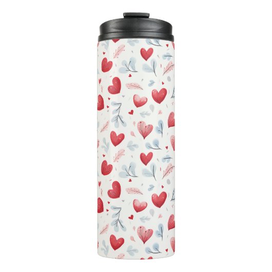 Bouteilles Isothermes Aquarelle Whimsical Coeurs et Motif Feuille (Devant)