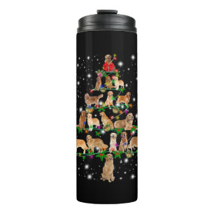 Bouteilles Isothermes Arbre de Noël Golden Retriever Couvert Par Flash