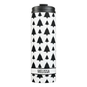 Bouteilles Isothermes Arbre de Noël noir et blanc Motif et nom