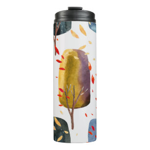 Bouteilles Isothermes Arbres d'automne : Aquarelle peinte à la main sans