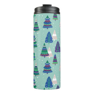 Bouteilles Isothermes Arbres de Noël, arrière - plan bleu