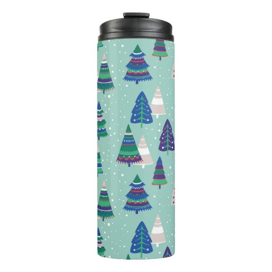 Bouteilles Isothermes Arbres de Noël, arrière - plan bleu (Devant)