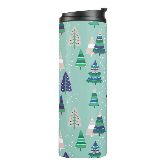 Bouteilles Isothermes Arbres de Noël, arrière - plan bleu (Tourné sur la gauche)