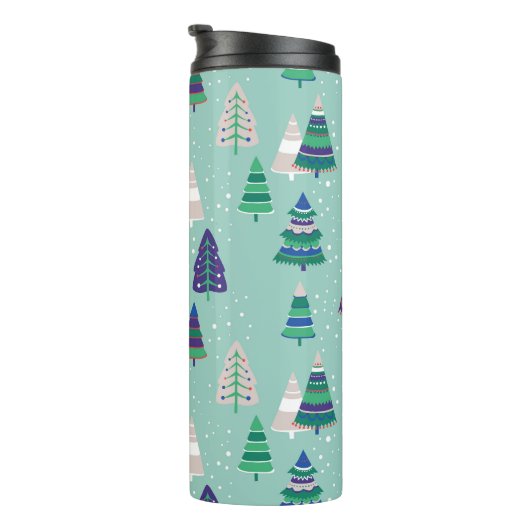 Bouteilles Isothermes Arbres de Noël, arrière - plan bleu (Tourné sur la droite)