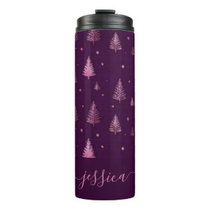 Bouteilles Isothermes Arbres de Noël violets paillettes roses élégants n