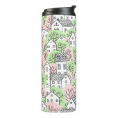 Bouteilles Isothermes Arbres et maisons sans couture motif. Printemps et (Tourné sur la gauche)