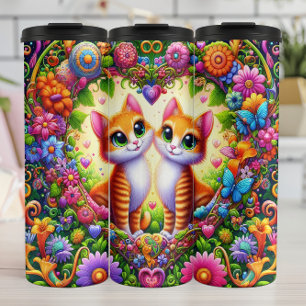 Bouteilles Isothermes Arc floral printanier à cœur de chaton