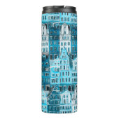 Bouteilles Isothermes Architecture d'Amsterdam, aquarelle bleue. (Dos)