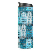 Bouteilles Isothermes Architecture d'Amsterdam, aquarelle bleue. (Tourné sur la droite)