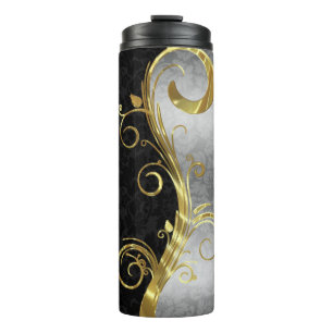 Bouteilles Isothermes Argent et noir Damas