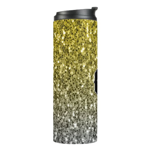 Bouteilles Isothermes Argent or brillant foncé parties scintillant ombre (Tourné sur la gauche)