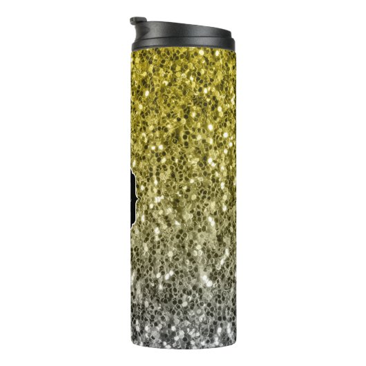 Bouteilles Isothermes Argent or brillant foncé parties scintillant ombre (Tourné sur la droite)