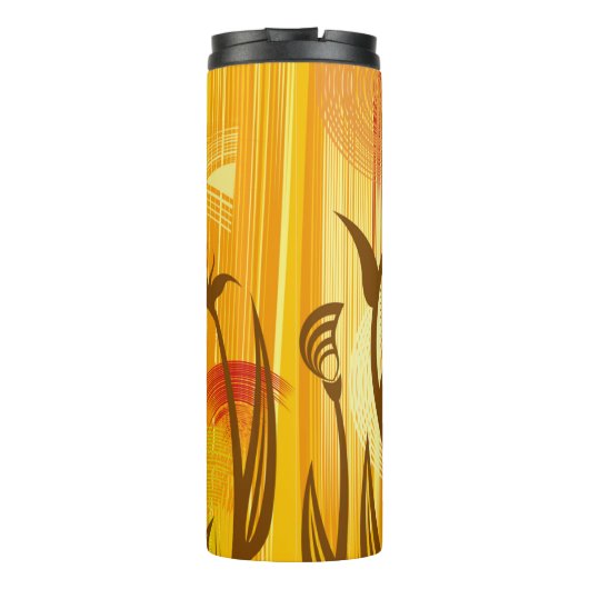 Bouteilles Isothermes Arrière - plan à fleurs orange (Dos)