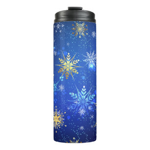 Bouteilles Isothermes Arrière - plan Bleu XMAS avec des flocons de neige