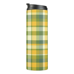 Bouteilles Isothermes Arrière - plan de Motif Plaid jaune et vert