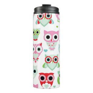 Bouteilles Isothermes arrière - plan en pastel de hibou de couleur de