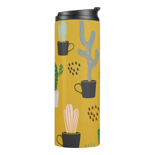 Bouteilles Isothermes Arrière - plan motif sans couture Cactus. Col tiré (Tourné sur la gauche)