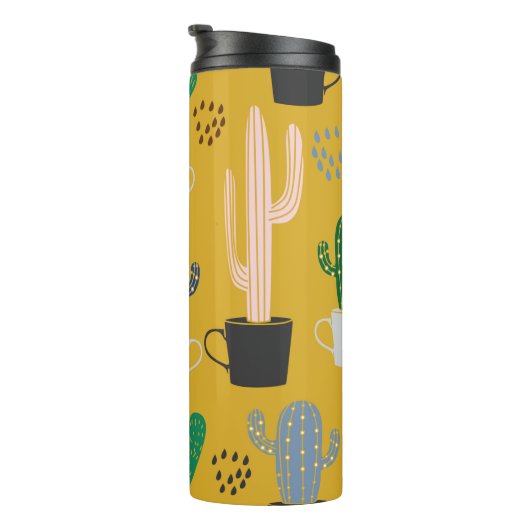 Bouteilles Isothermes Arrière - plan motif sans couture Cactus. Col tiré (Tourné sur la droite)