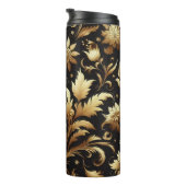 Bouteilles Isothermes Arrière - plan Noir Et Feuillage D'Or (Tourné sur la droite)