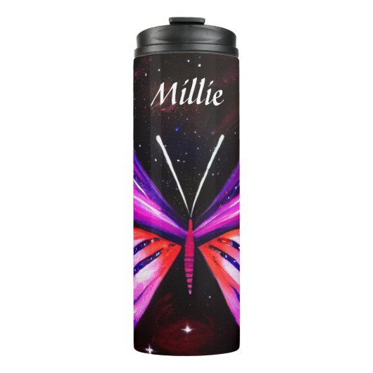 Bouteilles Isothermes Arrière - plan noir papillon céleste (Devant)
