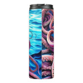 Bouteilles Isothermes Arrière - plan rose octopus bleu Ocean Wave (Dos)